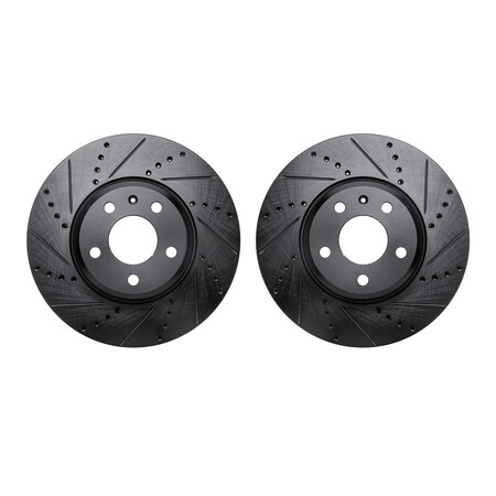 Dynamic Friction Co Rotors-Drilled and Slotted-Black, Zinc Plated black, Zinc Coated, 8002-73013 8002-73013